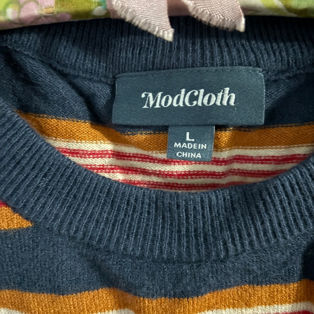 Modcloth Blue Striped Crew Neck Sweater - Picture 3 of 5